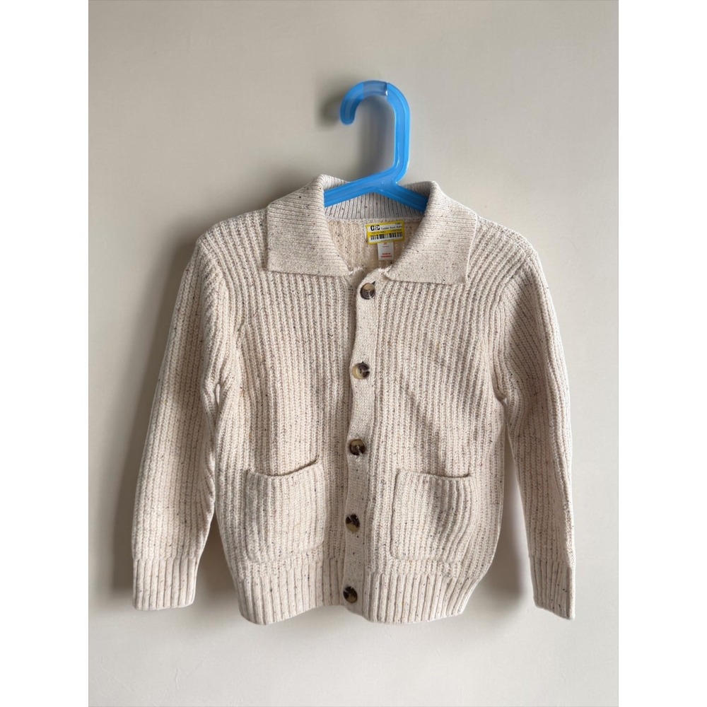 Cat & Jack Toddler Boys Cream Ribbed Knit Button Front Cardigan Sweater 3T